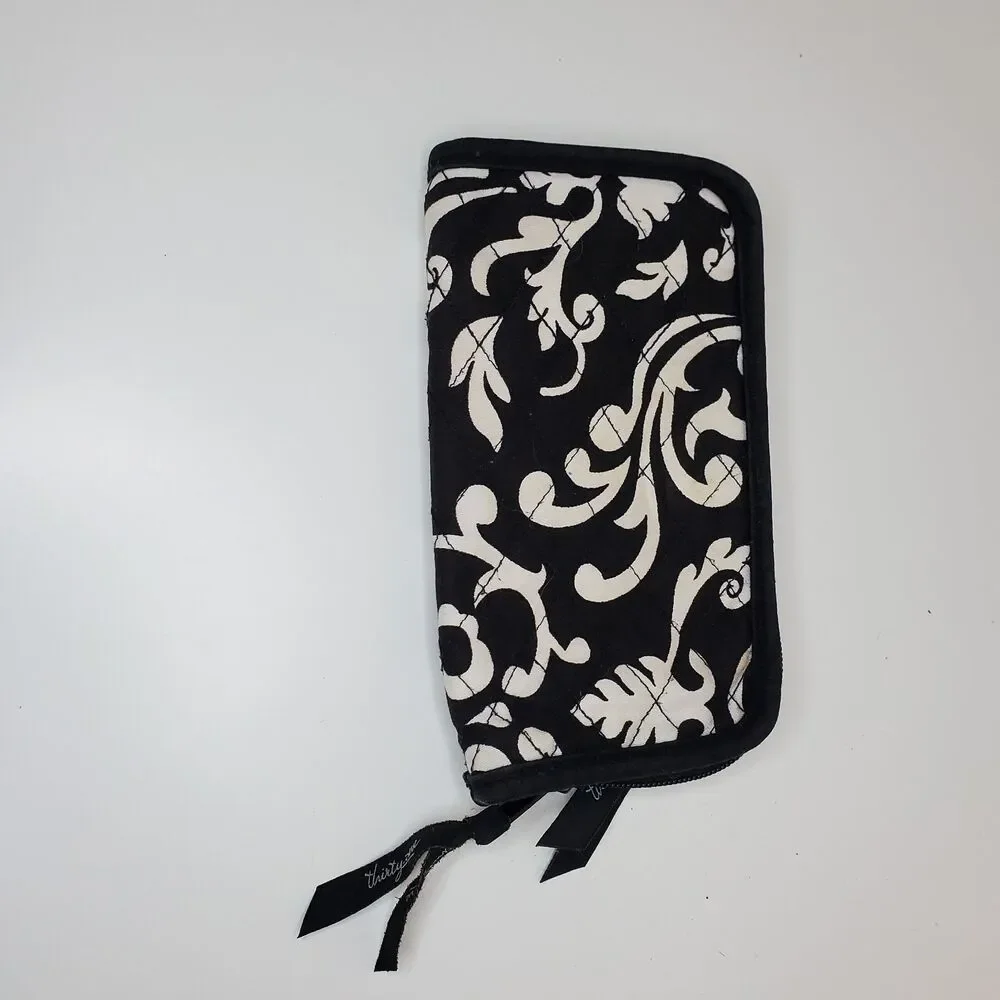 Thirty One Black & White Scroll Bifold Zip Wallet (7